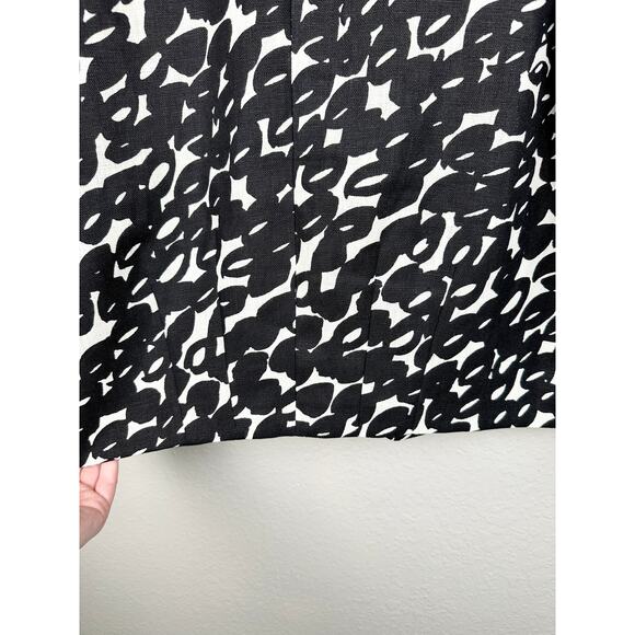 MaxMara 100% Pure Flax Linen Blazer Italy 12 Patterned Black White Single Button - Picture 9 of 13